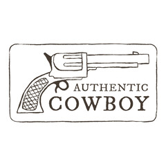 Png gun logo illustration, authentic cowboy