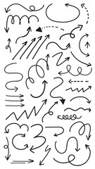 PNG Hand-drawn arrows and lines in a playful, sketchy style, set on transparent background