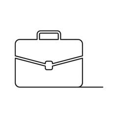 Business briefcase one line drawing icon representing a corporate portfolio job and professional work a symbol of an office and a career