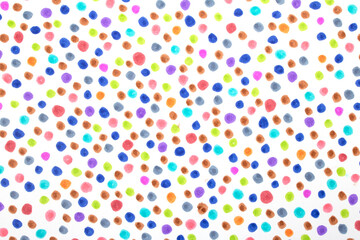 Polka Dot Spotty Circle Spots In Childrens  Felt Tip Pen Rainbow Background