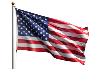 Fototapeta premium An american flag waving proudly in the wind isolated on transparent background