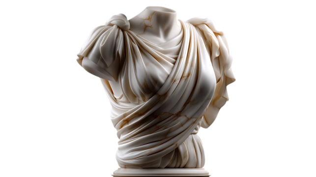 Ancient greek marble sculpture torso isolated on transparent background