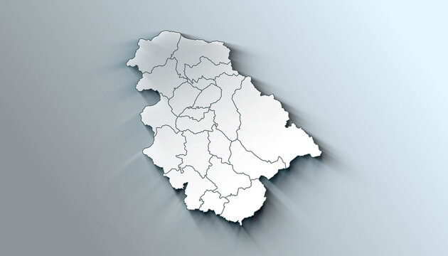 Minimalist 3D map of Jammu and Kashmir A districts of India with Borders