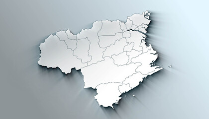 Modern Map of Tokushima Japan Prefecture with Borders