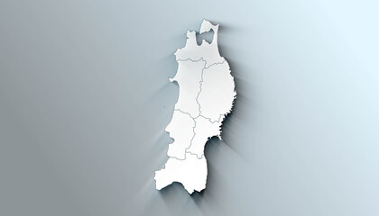 Modern Map of Tohoku Japan Prefecture with Borders