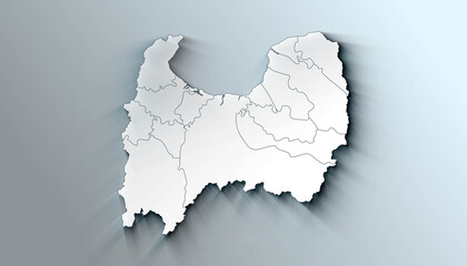 Modern Map of Toyama Japan Prefecture with Borders