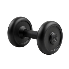 Black cast iron dumbbell isolated on an empty plain background