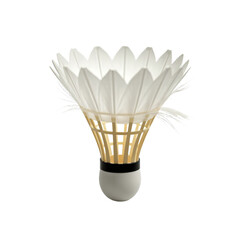 Feathered badminton shuttlecock isolated on an empty plain background