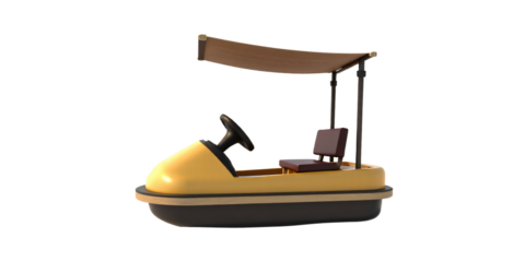 Pedal boat for two with sunshade isolated on an empty plain background