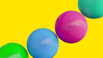 "Perforated Color Spheres on Yellow"