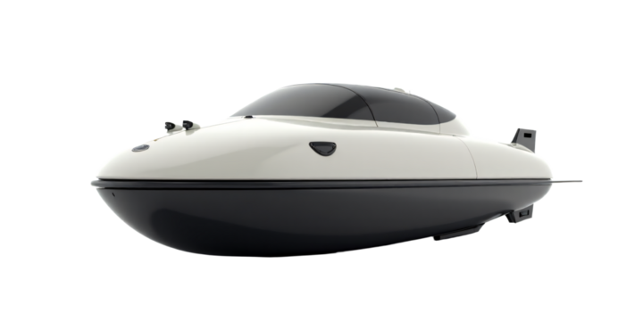 Personal hovercraft with skirted base isolated on an empty plain background