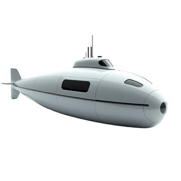 Private mini-submarine for underwater tourism isolated on an empty plain background