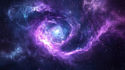 Cosmic spiral nebula swirling with vibrant hues