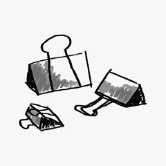 Binder clip, stationery doodle, illustration vector