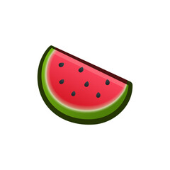Isolated flat 3d watermelon icon for game, interface, sticker, app. The sign in a cartoon style for match 3, arcade, rpg. The fruit sprite for craft element in hyper casual mobile game