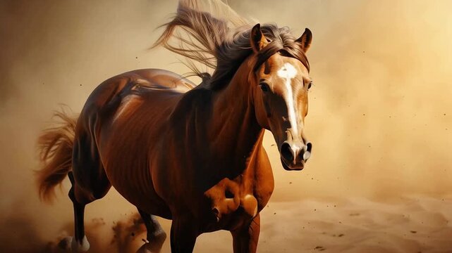 brown horse galloping