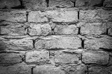Black and White Stone Wall Texture with Intricate Details. Vignette Effect.