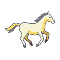 Obraz premium Cartoon horse illustration galloping gracefully, representing beauty and elegance 
