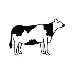 Cow icon. Simplified representation of a dairy cow, a staple in agricultural imagery, associated with milk and beef production. Ideal for agricultural businesses. Vector illustration.