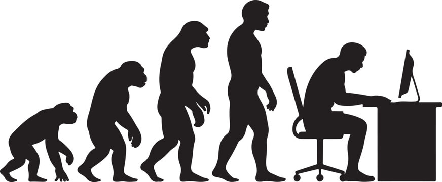 Silhouette of theory of evolution of man