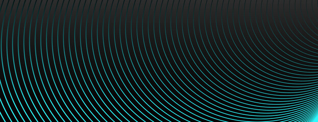 Fototapeta premium Futuristic background with black and teal lines. The background features a smooth, curved pattern with teal and black tones. Circle pattern background vector. Green background.