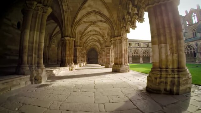 Ancient stone cloister courtyard