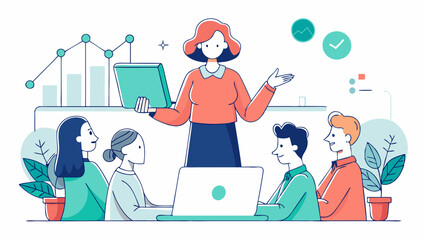 Business team brainstorming in modern conference room, analyzing growth charts and discussing creative ideas. 