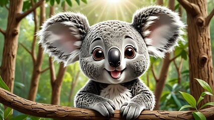 Funny koala in the forest