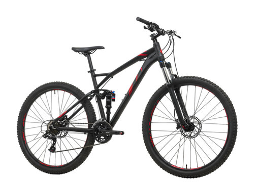Black Full Suspension Mountain Bike - Powered by Adobe