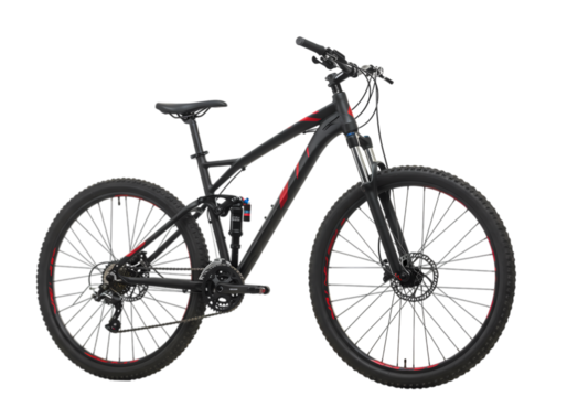 Black Full Suspension Mountain Bike - Powered by Adobe