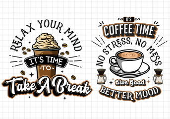 Hand-drawn coffee lettering typography. Coffee quotes phrase background illustration.