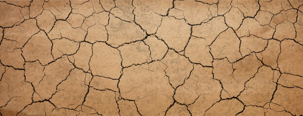 Cracked earth background with a dry, textured style. The background is brown, with brown tones and natural, rugged patterns. Dry cracked soil texture background. Brown background vector.