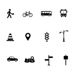 Set of Black City Street Icons Vector Illustration Perfect for City Planning and Navigation