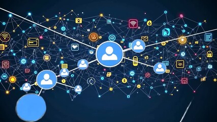 Abstract representation of social media network connections and communication flow - Powered by Adobe