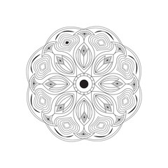 Hand Drawn Mandala Vector Illustration – Intricate Floral Circular Design in Line Art Style