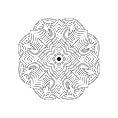 Hand Drawn Mandala Vector Illustration – Intricate Floral Circular Design in Line Art Style