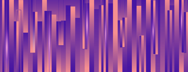 Abstract background with vertical lines in purple and orange. The background features a gradient texture in purple and orange. Surreal geometric bar pattern background. Purple background vector.