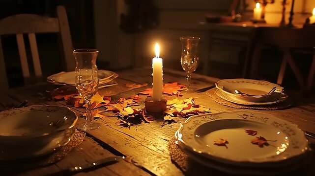 Autumnal dining table setting