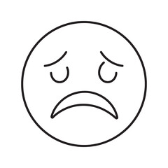 Sad face emoji icon for negative feedback and dissatisfaction concept Unhappy emotion and bad review symbol for customer experience rating
