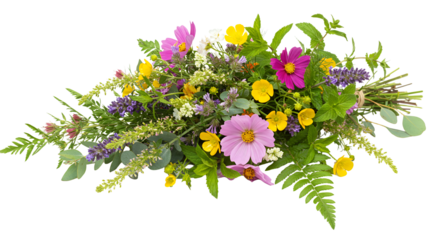 Vibrant Summer Flowers Bouquet Wildflowers Herbs Fresh Floral Botanical Nature
