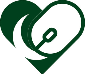 heart with mouse in Pakistani flag icon 
