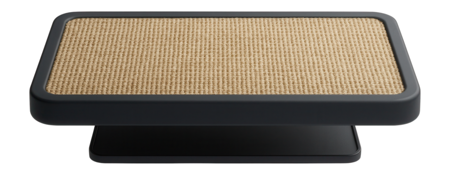 Horizontal scratching post designed for a private house, featuring a rectangular sisal surface.