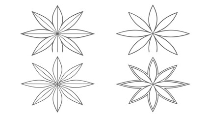 Fototapeta premium Four grey floral starburst graphic elements vector