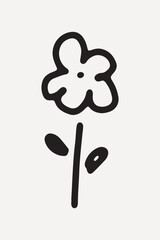 Minimalist line art of a flower with a playful style, element vector