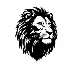 Majestic Lion Head Silhouette: A Powerful Black and White Portrait