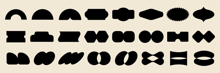 Collection of abstract black shapes. Geometric shapes include circles, squares, triangles. Abstract shapes, geometric designs, black silhouettes. Black shapes, vector element set.