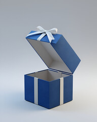 blue gift box with ribbon