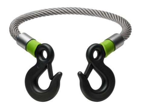 Steel tow cable with reinforced hooks for vehicle recovery