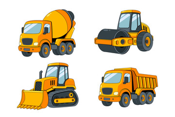 Naklejka premium Set of Construction Machines