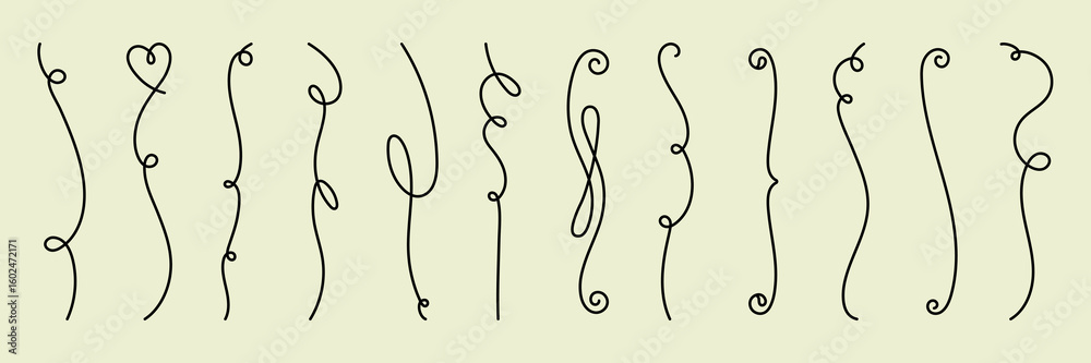 Poster vector set. elegant line art with swirls and curls. curved lines and swirls create a decorative patt